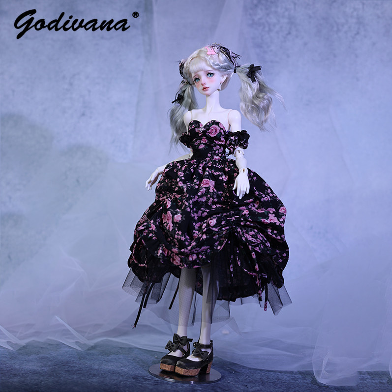 Midi Skirt Floral - Vestido para boneca BJD 1/4, cor